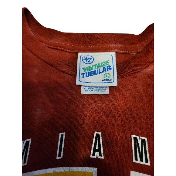 Men's Miami Heat '47 Red Vintage Tie Dye Tubular T-Shirt Men's Size Large NWT - Picture 7 of 10